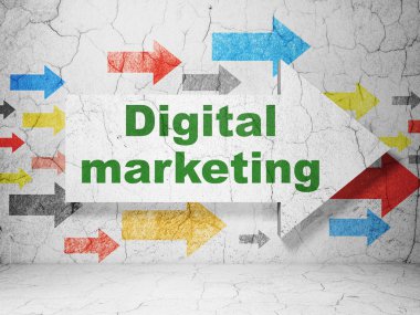 Advertising concept: arrow with Digital Marketing on grunge wall background