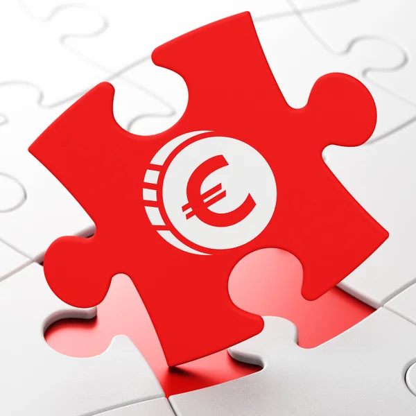 Money concept: Euro Coin on puzzle background — Stok fotoğraf
