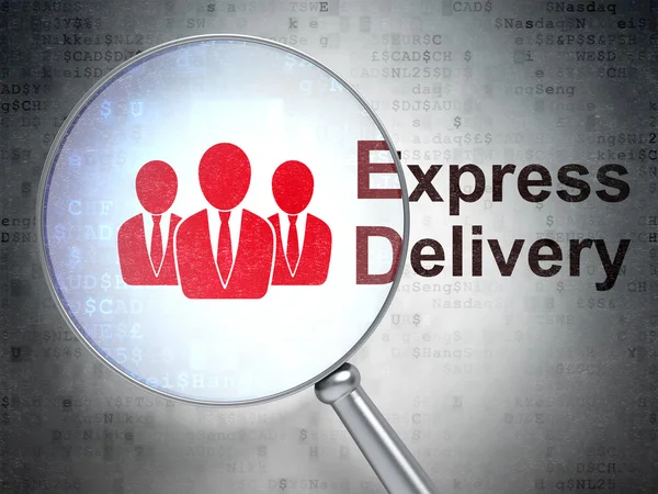 Business concept: Business People and Express Delivery with optical glass — Stok fotoğraf