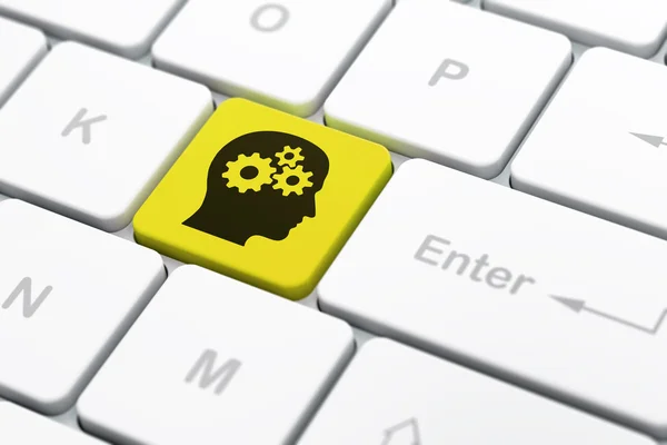 Business concept: Head With Gears on computer keyboard background — Stock Photo, Image