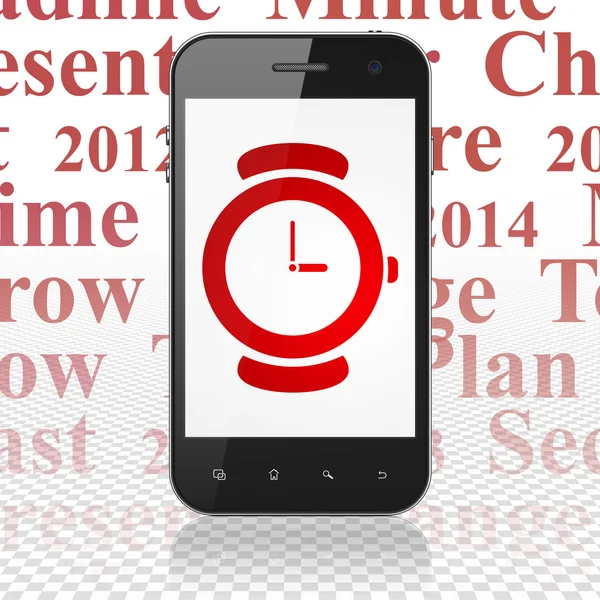 Concept de temps : Smartphone avec montre à l'écran — Photo