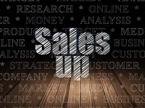 Marketing concept: Sales Up in grunge dark room — Stock Photo, Image