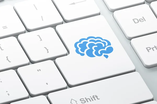 健康概念︰ 大脑计算机键盘背景 — 图库照片
