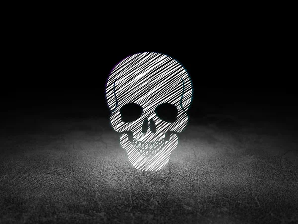 Health concept: Scull in grunge dark room — Zdjęcie stockowe