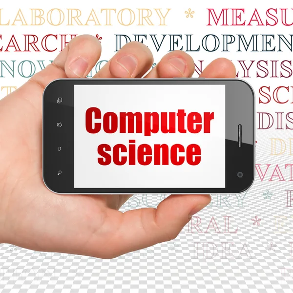 Concetto scientifico: Smartphone portatile con computer Science in mostra — Foto Stock