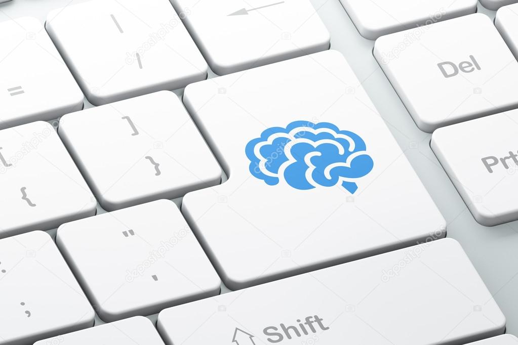 Health concept: Brain on computer keyboard background