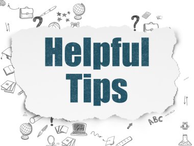 Eğitim kavramı: yırtık kağıt arka plan yararlı ipuçları