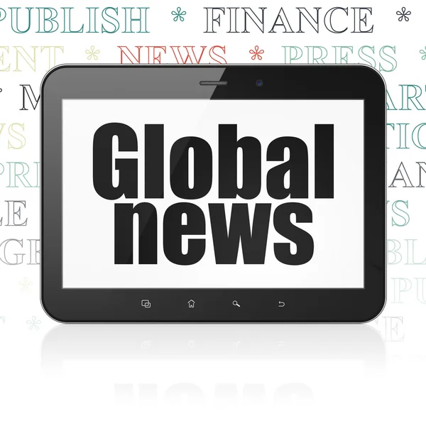 News concept: Tablet Computer with Global News on display — Stock Photo, Image