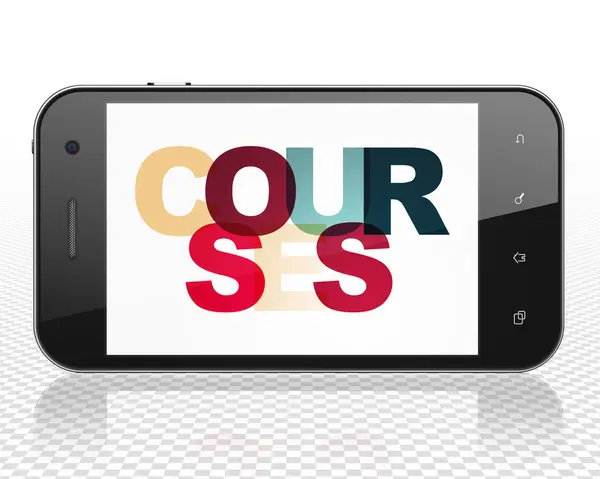 Studying concept: Smartphone with Courses on  display — Stok fotoğraf