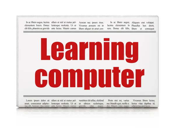 Concetto di istruzione: titolo del giornale Learning Computer — Foto Stock