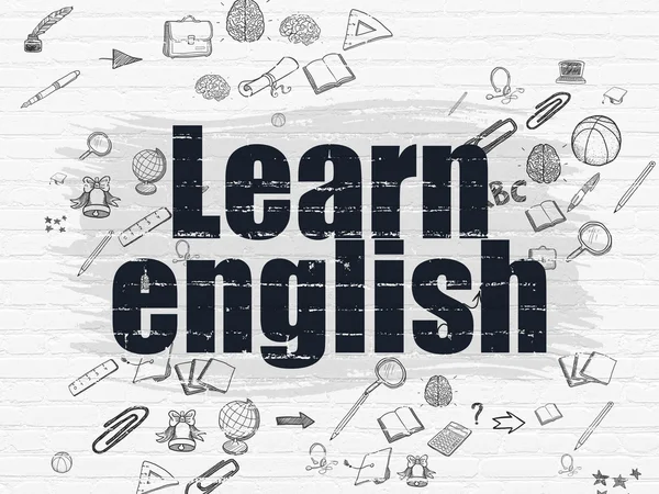 Leren concept: Engels leren op muur achtergrond — Stockfoto