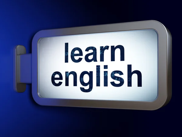 Studying concept: Learn English on billboard background — Stok fotoğraf