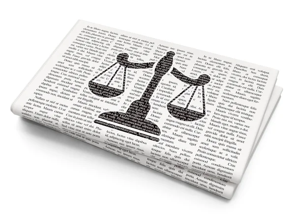 Conceito de lei: Escalas em fundo de jornal — Fotografia de Stock