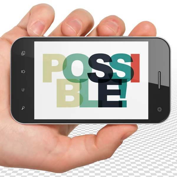 Concepto de negocio: Smartphone de mano con posible visualización — Foto de Stock