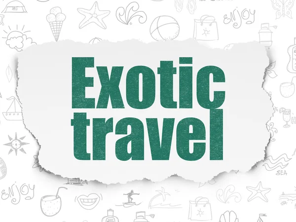 Koncepcja podróży: egzotyczne podróże na tle rozdarty papier — Zdjęcie stockowe