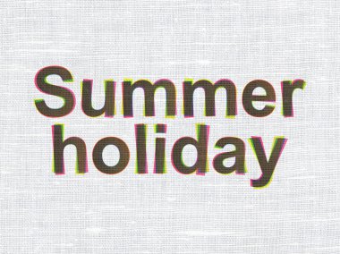 Vacation concept: Summer Holiday on fabric texture background