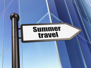Vacation concept: sign Summer Travel on Building background