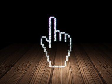 Social network concept: Mouse Cursor in grunge dark room