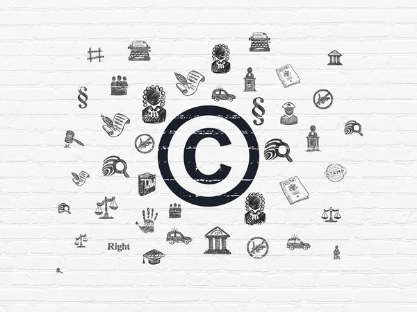 Понятие закона: Авторское право на фоне стен — стоковое фото