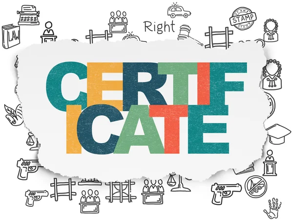 Law concept: Certificate on Torn Paper background — Stok fotoğraf