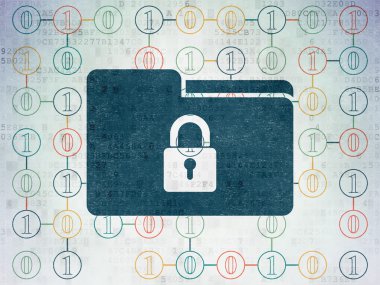 Ekonomi kavramı: klasör ile kilidi dijital kağıt arka plan üzerinde