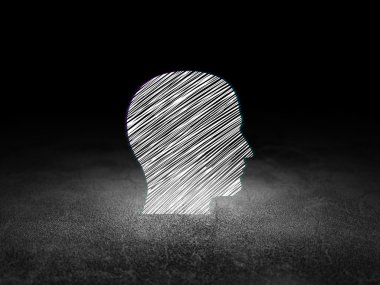 İş kavramı: grunge karanlık odada baş