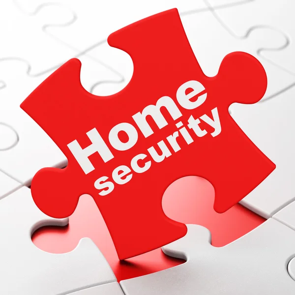 Privacy concept: Home Security on puzzle background — 图库照片