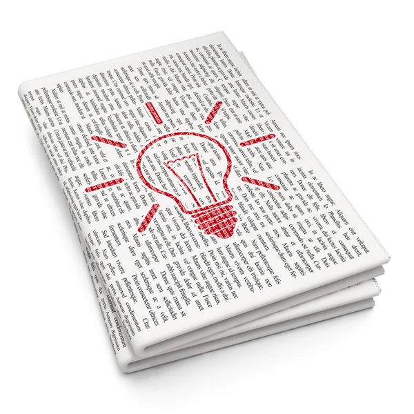 Business concept: Light Bulb on Newspaper background — Stock Photo, Image