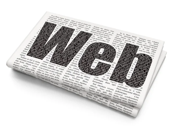 Concepto de desarrollo web: Web en el fondo del periódico — Foto de Stock