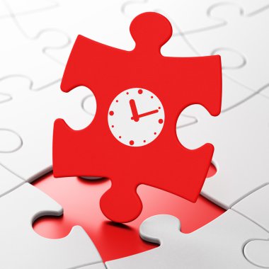 타임 라인 개념: 퍼즐 배경에 시계