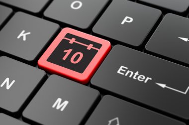 Zaman kavramı: Takvim bilgisayar klavye arka plan üzerinde