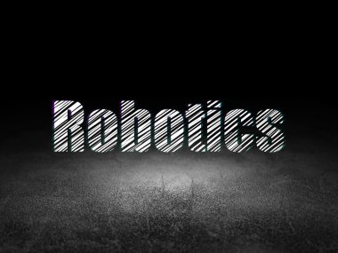 Science concept: Robotics in grunge dark room