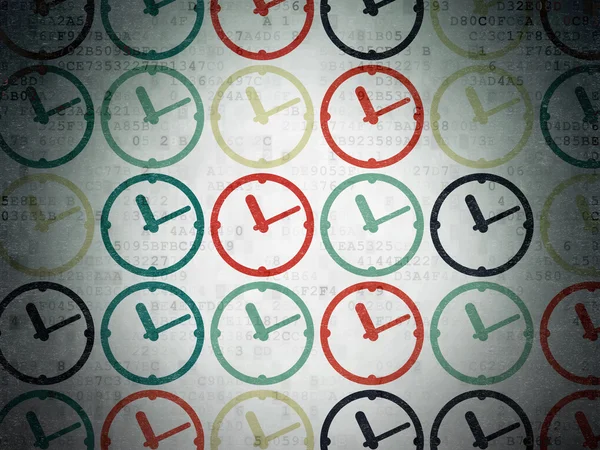 Timeline concept: Clock icons on Digital Paper background — Stock Photo, Image