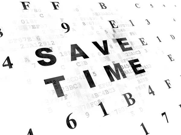 Concept van de tijd: tijd besparen op digitale achtergrond — Stockfoto