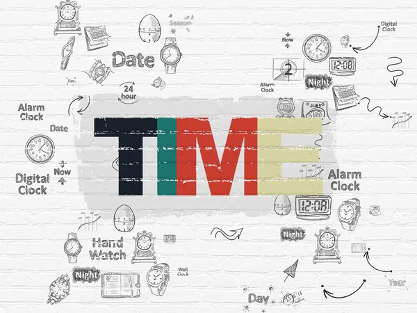 Conceito de tempo: Tempo no fundo da parede — Fotografia de Stock