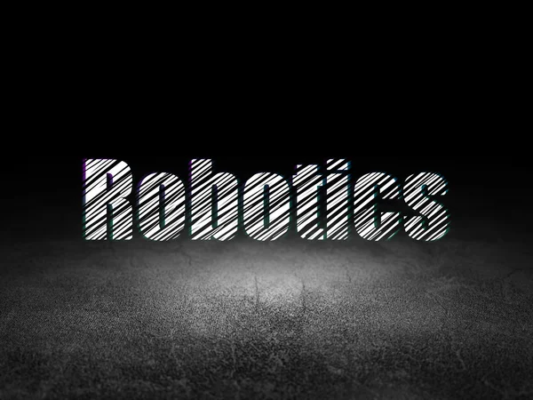 Wissenschaftskonzept: Robotik im Grunge Dark Room — Stockfoto