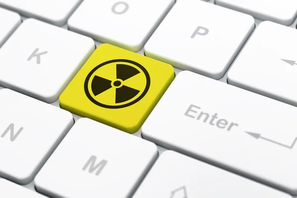Bilim kavramı: bilgisayar klavye arka plan radyasyon — Stok fotoğraf