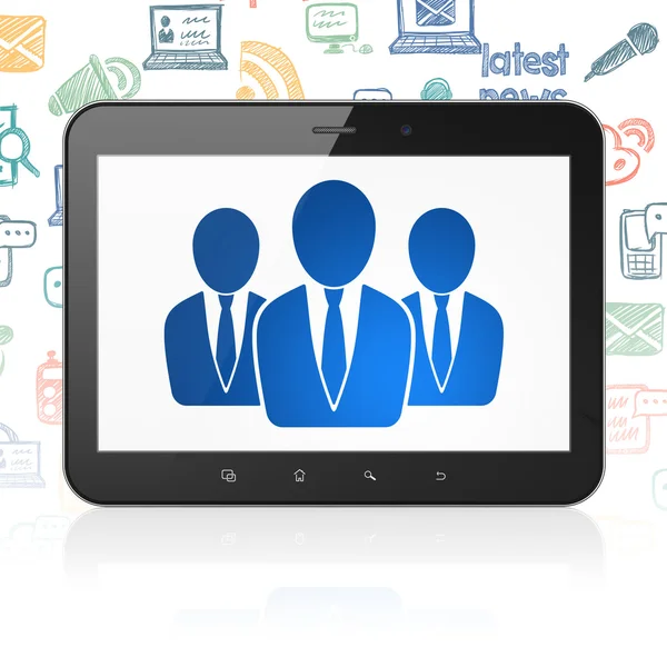 News concept: Tablet Computer with Business People on display — Stockfoto