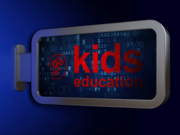 Education concept: Kids Education and Head With Gears on billboard background — Stock Photo, Image