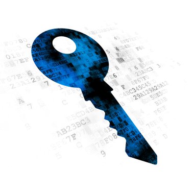 Gizlilik kavramı: dijital arka plan üzerinde anahtar