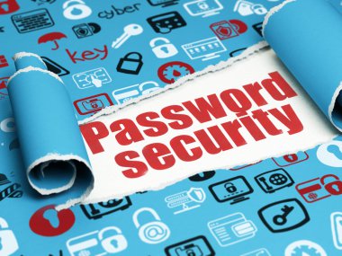 Privacy concept: red text Password Security under the piece of  torn paper