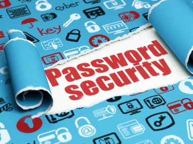 Privacy concept: red text Password Security under the piece of  torn paper clipart