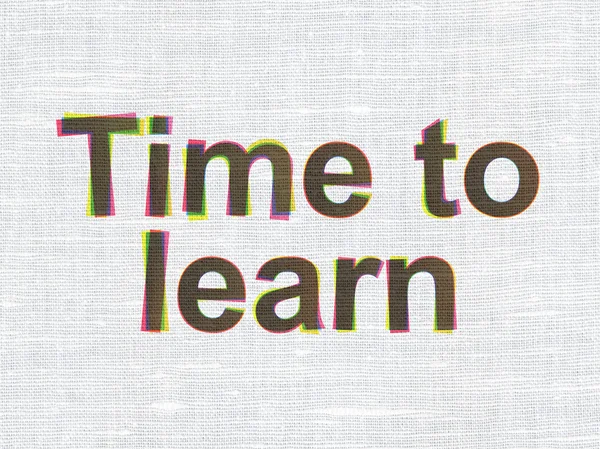 Concepto de aprendizaje: Tiempo para aprender sobre el fondo de textura de la tela — Foto de Stock