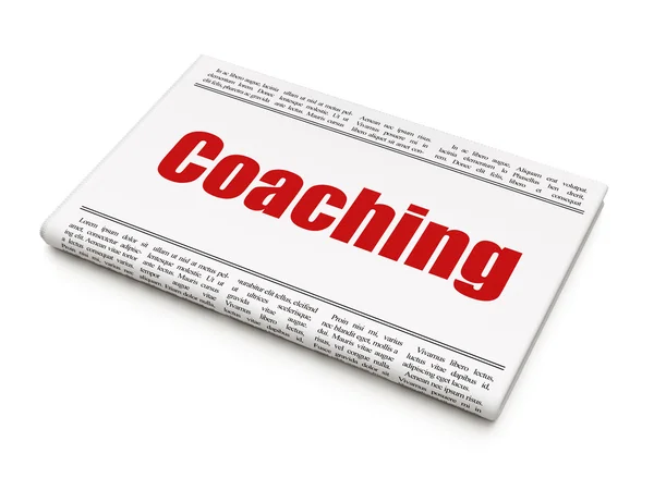 Conceito de aprendizagem: título do jornal Coaching — Fotografia de Stock