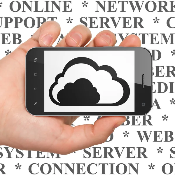 Cloud-Computing-Konzept: Smartphone mit Cloud auf dem Display — Stockfoto