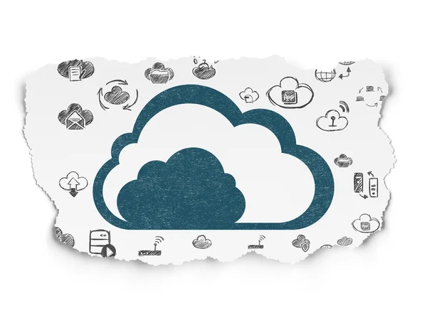 클라우드 네트워킹 개념: 찢어진 종이 배경 구름 — 스톡 사진