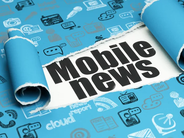 Concepto de noticias: texto negro Mobile News bajo el pedazo de papel roto — Foto de Stock