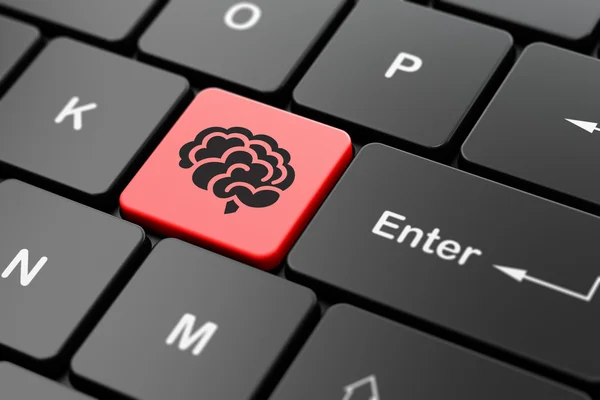 Bilim kavramı: beyin bilgisayar klavye arka plan üzerinde — Stok fotoğraf