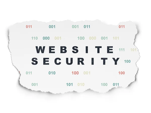 Web geliştirme kavramı: Web sitesi güvenlik yırtılmış kağıt arka plan üzerinde — Stok fotoğraf