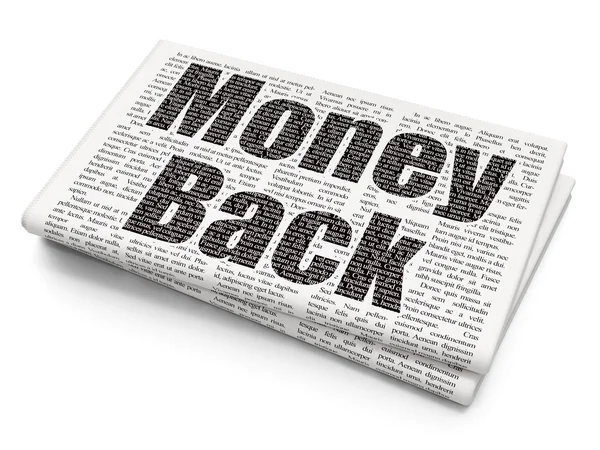Geschäftskonzept: Geld zurück auf den Zeitungsmarkt — Stockfoto